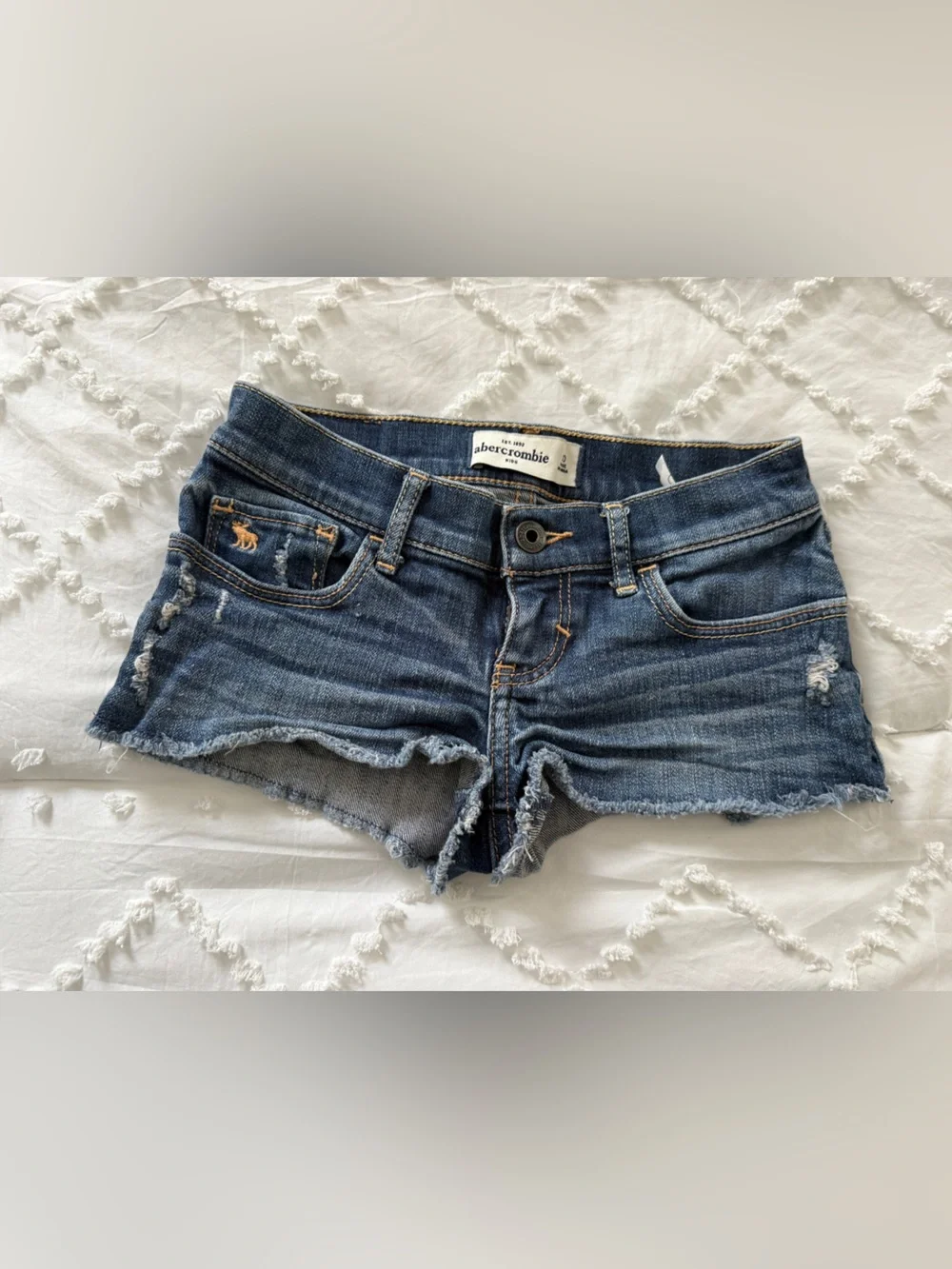 Abercrombie & Fitch Dark Blue Denim Cutoff Shorties